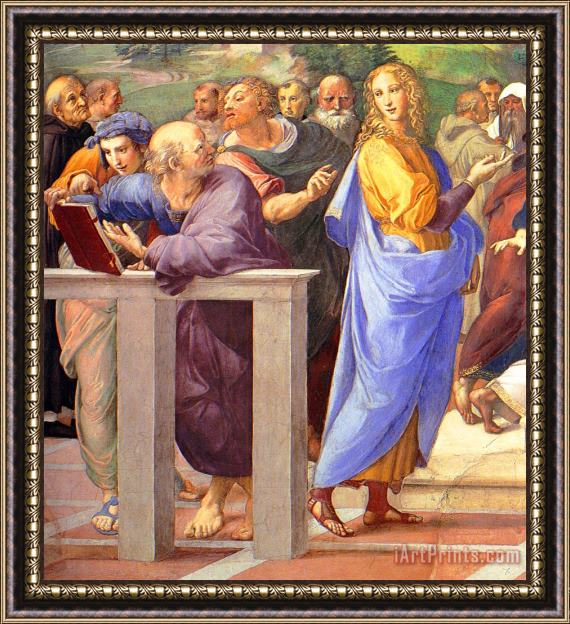 Raphael Disputation of The Holy Sacrament (la Disputa) [detail 10a] Framed Painting